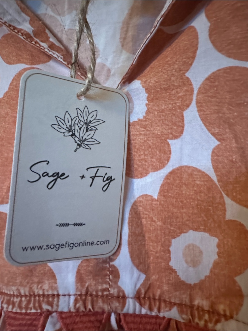 Sage +Fig Orange Flower Top - Picture 2 of 5